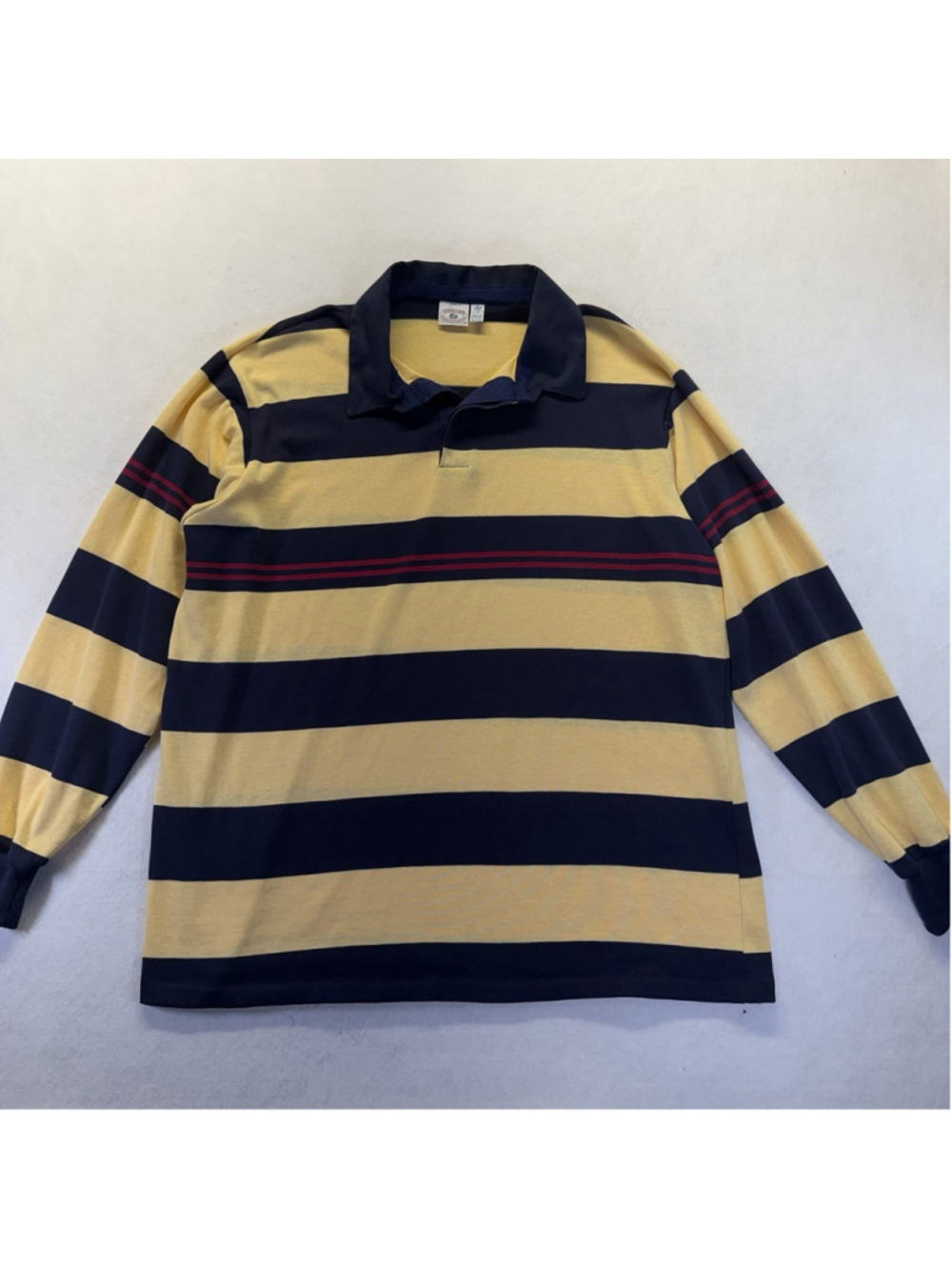 Vintage Striped Rugby Polo Shirt 2XL Tall Preppy Collegiate USA Made 90s